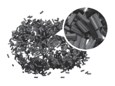 Cylindrical type chopped carbon fiber